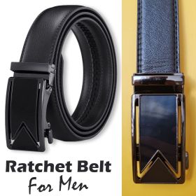 Microfiber Leather Mens Ratchet Belt Belts For Men Adjustable Automatic Buckle (Option: Black-Belt)