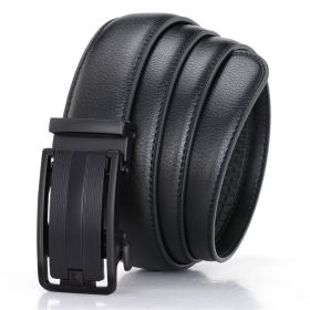 Men's Ratchet Belt Leather Mens Belt With Slide Buckle Ratchet Belts For Men USA (Color: Black)
