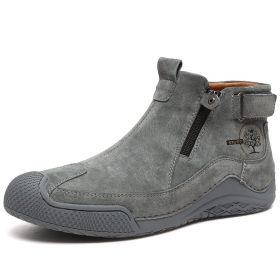 New men's low-top casual shoes fashion comfortable casual sports shoes 38-46 (Color: Gray, size: 46)