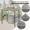 8 x 5 FT Grill Pergola Tent with Air Vent Double Tiered BBQ Gazebo Outdoor Barbecue Canopy, Khaki/Gray